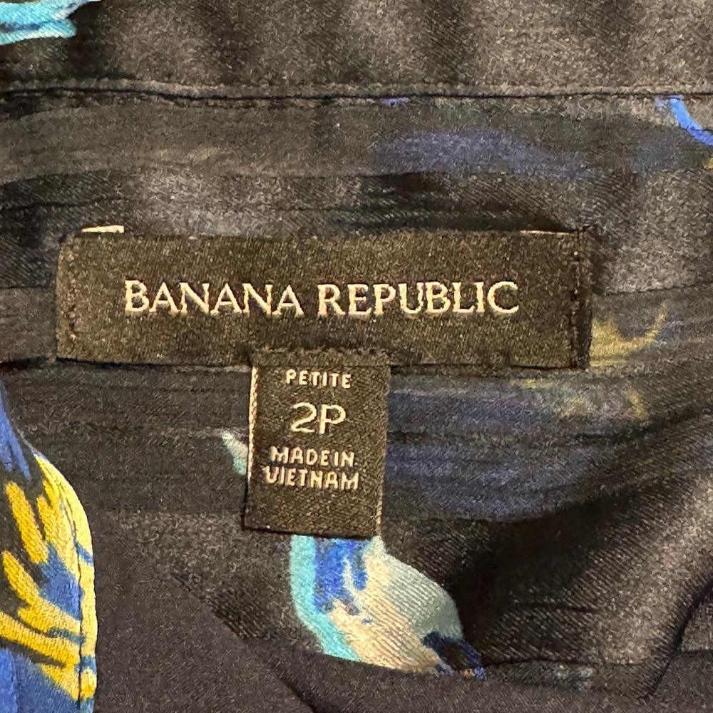 Banana Republic 2 Petite Blue Shirt Dress Button Preppy Midi 3/4 Sleeve FitFlare - Picture 7 of 13
